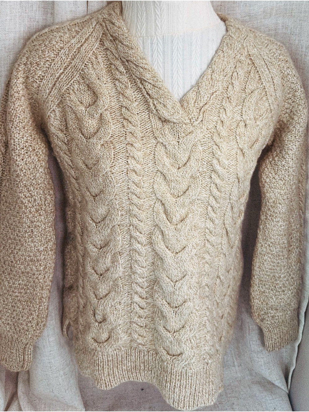 🤎☘️ Original Aran Co. Oatmeal Cashmere Blend Cable Knit Sweater • Small